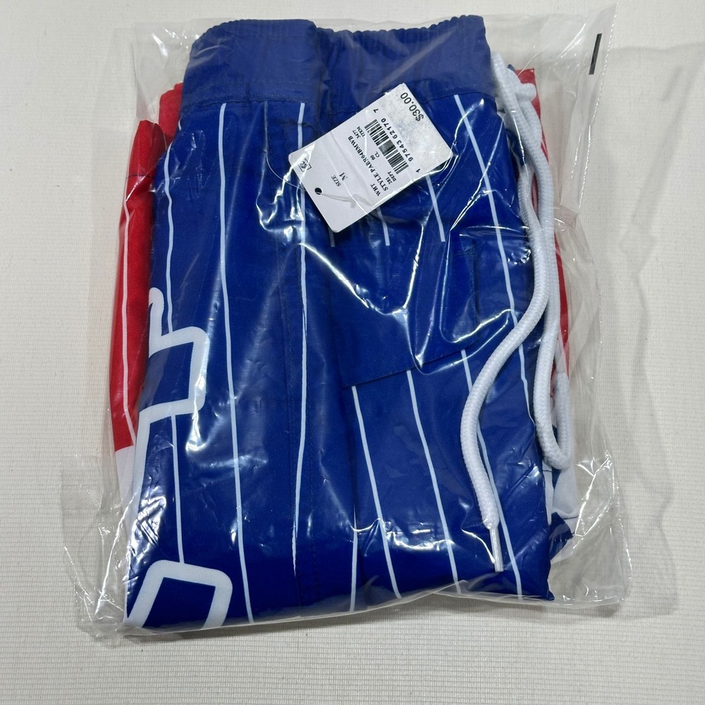 Pabst Blue Ribbon Mens Pinstripe Swim Trunks Blue Red White Medium NEW - Picture 9 of 9